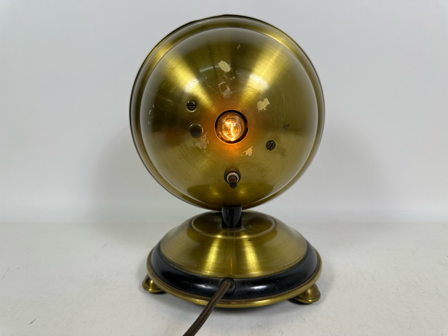 Vintage Art Deco Illuminated Footed Brass Desk Clock With Light By Alexa Corp Working 8W X 10.5H [Photo 6]