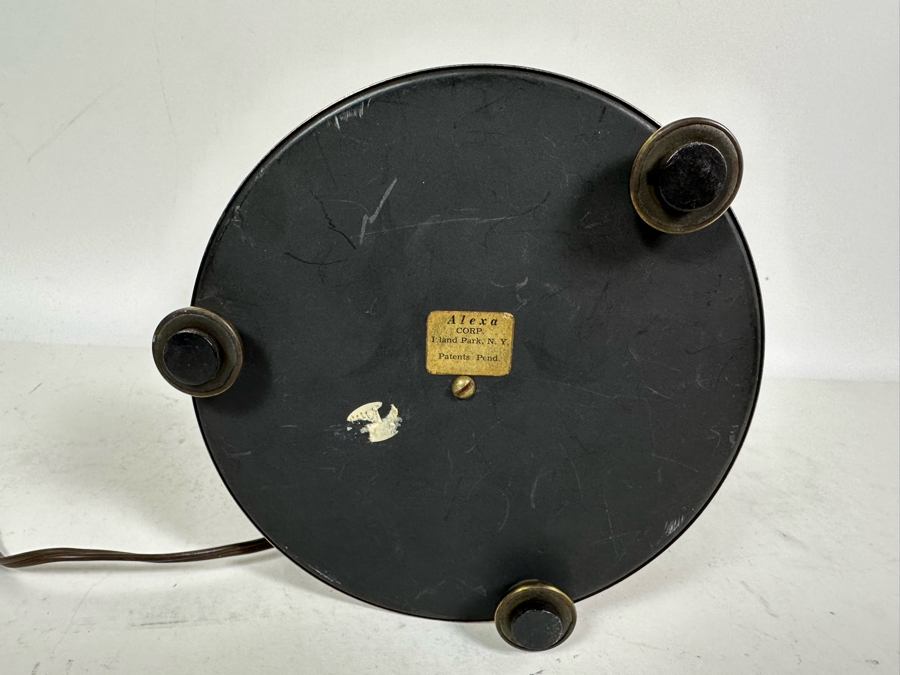 Vintage Art Deco Illuminated Footed Brass Desk Clock With Light By Alexa Corp Working 8W X 10.5H [Photo 9]