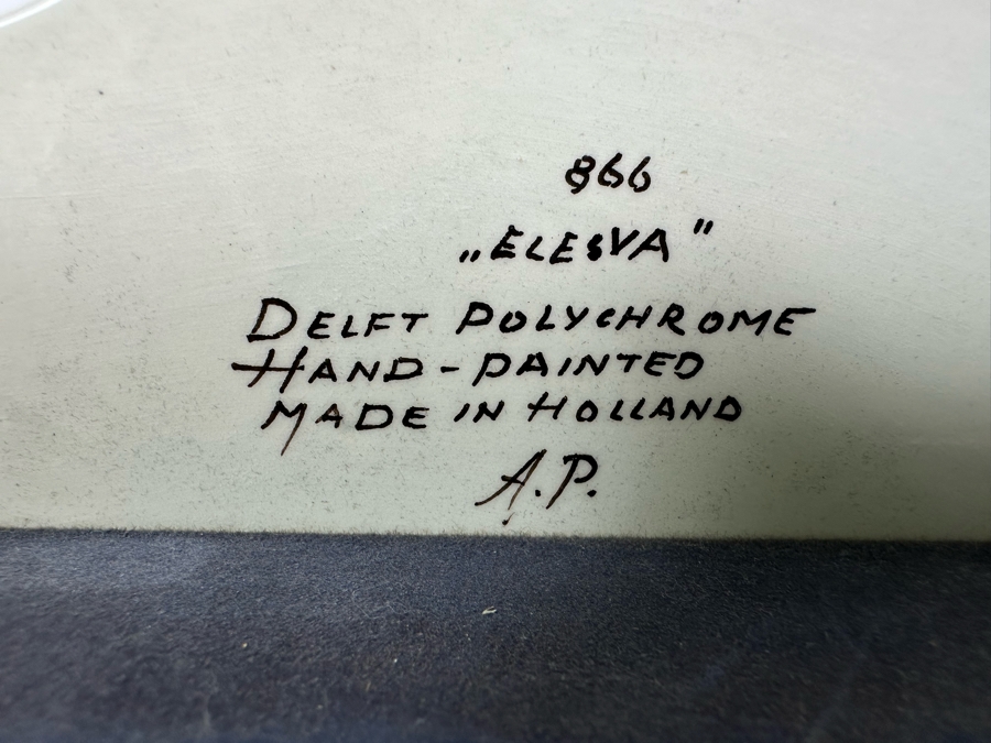 Vintage Hand Painted Delft Polychrome Porcelain / Brass Music Box Made In Holland Elesva 866 9W X 3D X 6.5H [Photo 6]