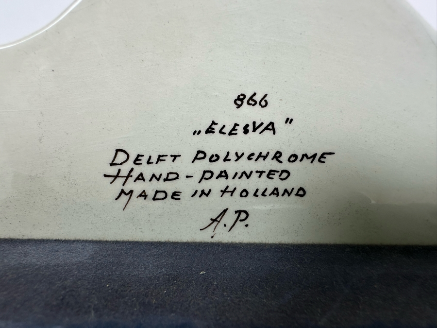 Vintage Hand Painted Delft Polychrome Porcelain / Brass Music Box Made In Holland Elesva 866 9W X 3D X 6.5H [Photo 5]