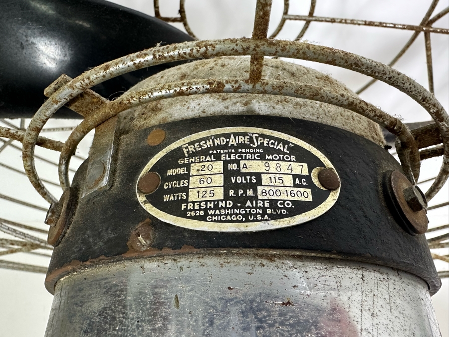 Vintage Fresh'nd-Aire 'Special' General Electric Motor Fan Model 20 Not Working 22W X 25H [Photo 5]