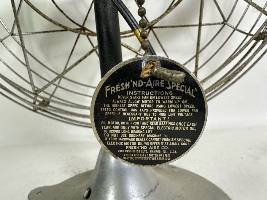 Vintage Fresh'nd-Aire 'Special' General Electric Motor Fan Model 20 Not Working 22W X 25H [Photo 3]