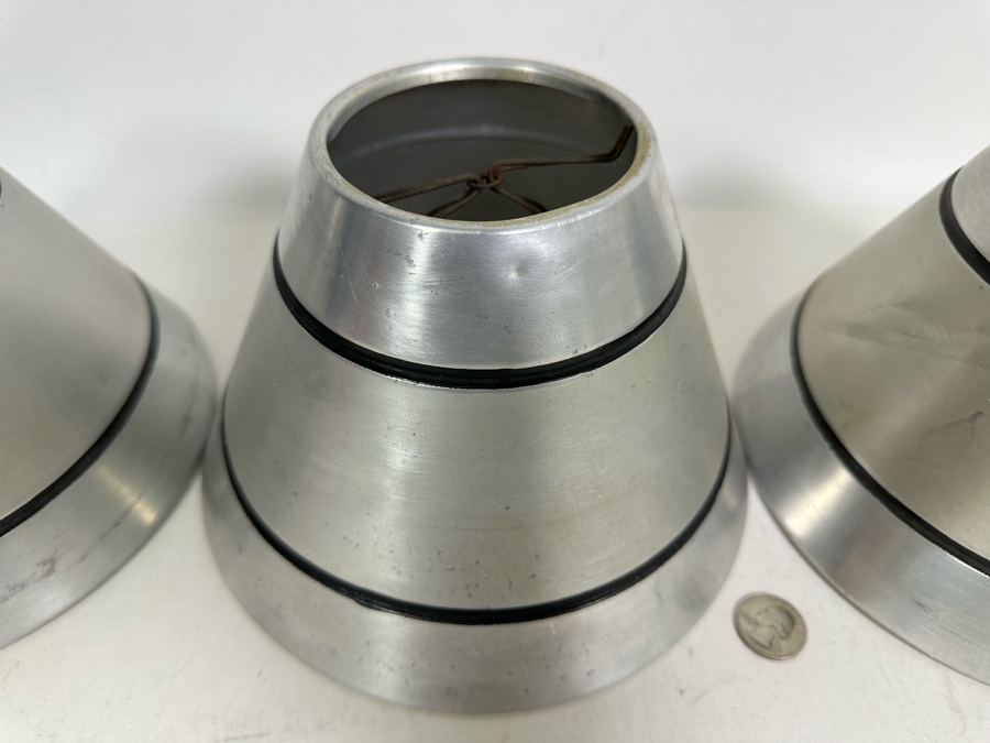 Three Aluminum Art Deco Lamp Shades 9W X 5.5H [Photo 4]