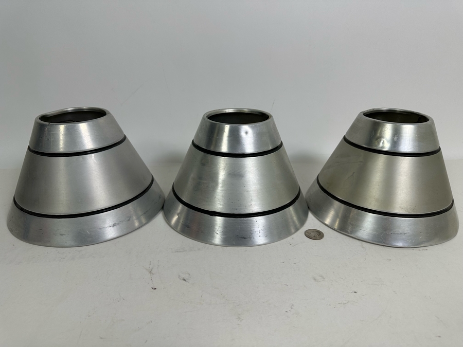 Three Aluminum Art Deco Lamp Shades 9W X 5.5H [Photo 3]