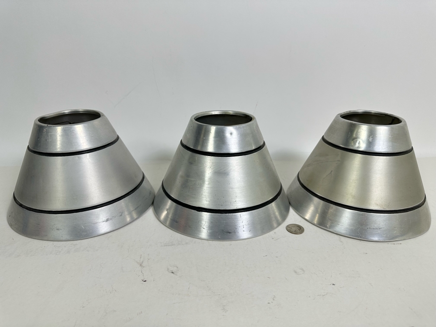 Three Aluminum Art Deco Lamp Shades 9W X 5.5H [Photo 2]