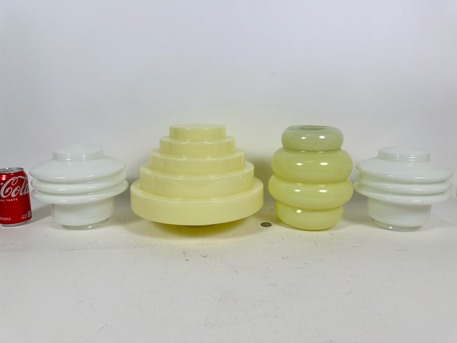 Four Art Deco Glass Light Fixture Shades 7H - 9H [Photo 3]