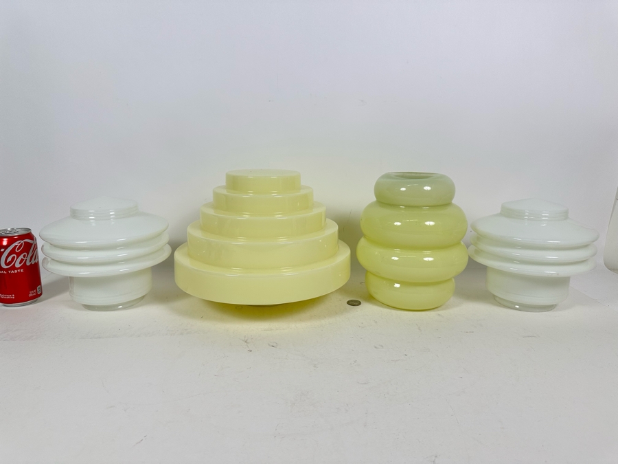 Four Art Deco Glass Light Fixture Shades 7H - 9H [Photo 4]