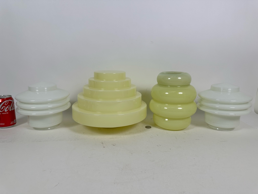 Four Art Deco Glass Light Fixture Shades 7H - 9H [Photo 2]