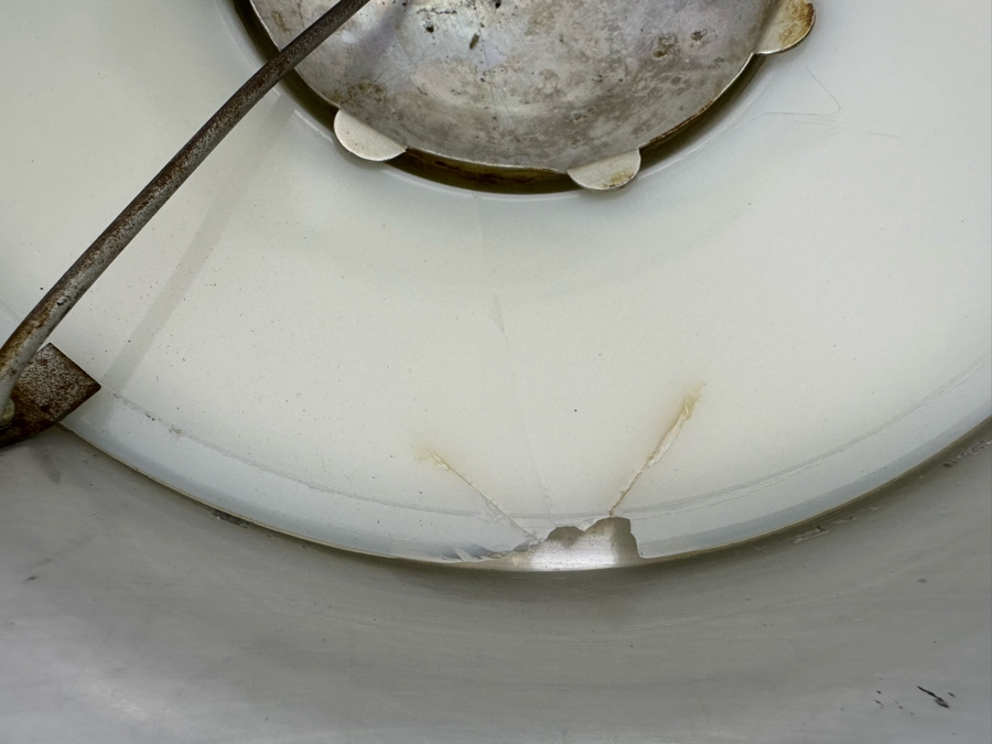 Four Art Deco Aluminum / Glass Light Fixture Shades (One Has Broken Glass) 14W X 4.5H [Photo 12]