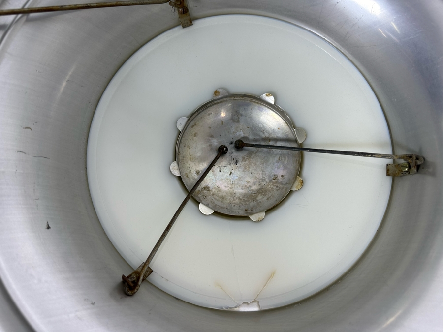 Four Art Deco Aluminum / Glass Light Fixture Shades (One Has Broken Glass) 14W X 4.5H [Photo 11]