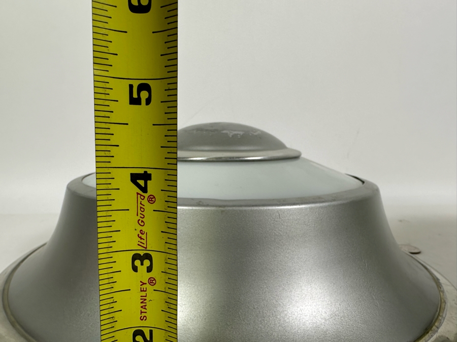 Four Art Deco Aluminum / Glass Light Fixture Shades (One Has Broken Glass) 14W X 4.5H [Photo 16]