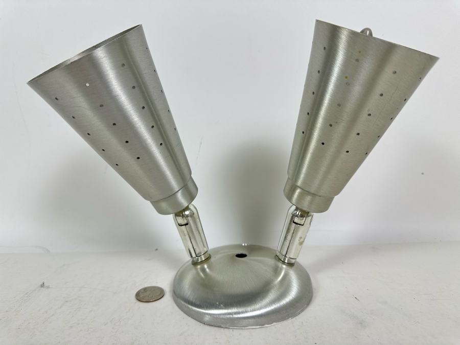 Mid-Century Modern Brushed Aluminum Light Fixture 8H [Photo 3]