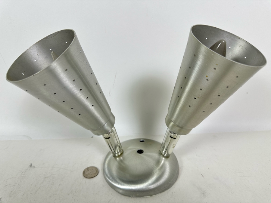 Mid-Century Modern Brushed Aluminum Light Fixture 8H [Photo 2]