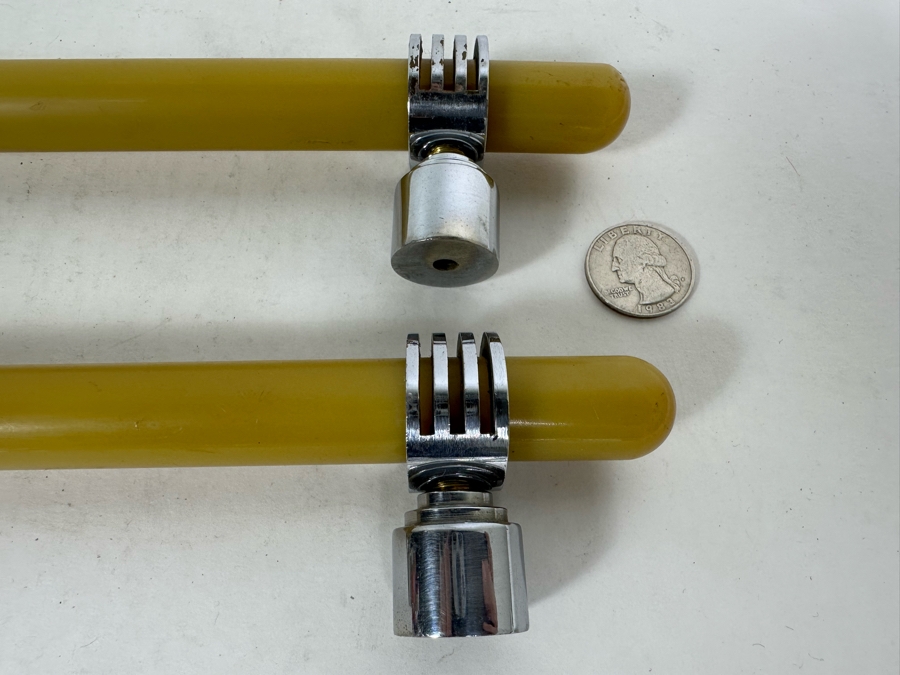 Pair Of Art Deco Chrome And Bakelite Handles Door Pulls 9.5L X 2H [Photo 4]