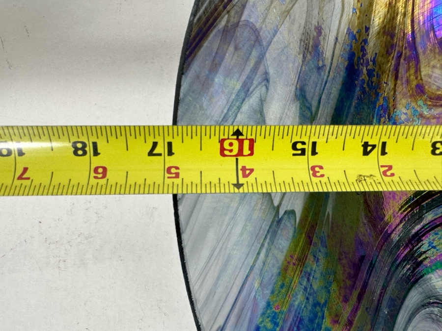 Signed Robbie Santolucito Iridescent Art Glass Bowl 17W X 3.5H [Photo 10]