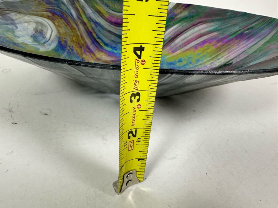 Signed Robbie Santolucito Iridescent Art Glass Bowl 17W X 3.5H [Photo 12]