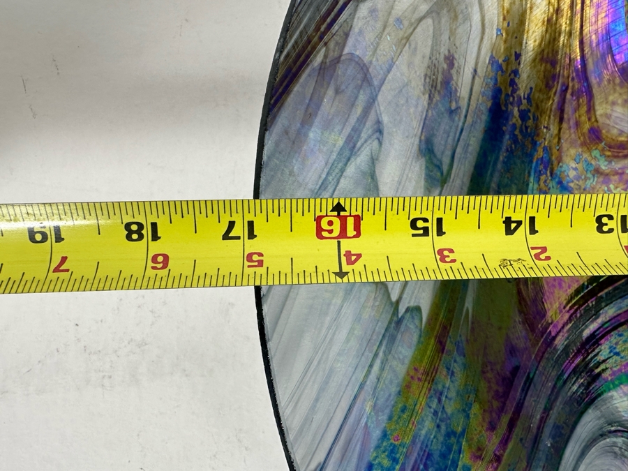 Signed Robbie Santolucito Iridescent Art Glass Bowl 17W X 3.5H [Photo 11]