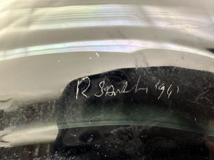 Signed Robbie Santolucito Iridescent Art Glass Bowl 17W X 3.5H [Photo 7]