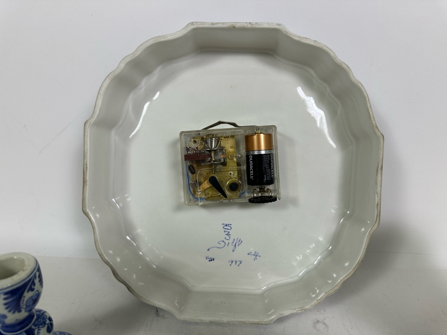 Collection Of Delft Blue Hand Painted Pieces Including Clock (Clock Starts But Eventually Stops) - See Photos [Photo 21]