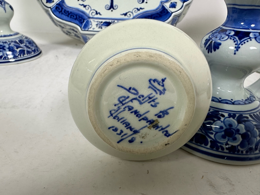 Collection Of Delft Blue Hand Painted Pieces Including Clock (Clock Starts But Eventually Stops) - See Photos [Photo 20]
