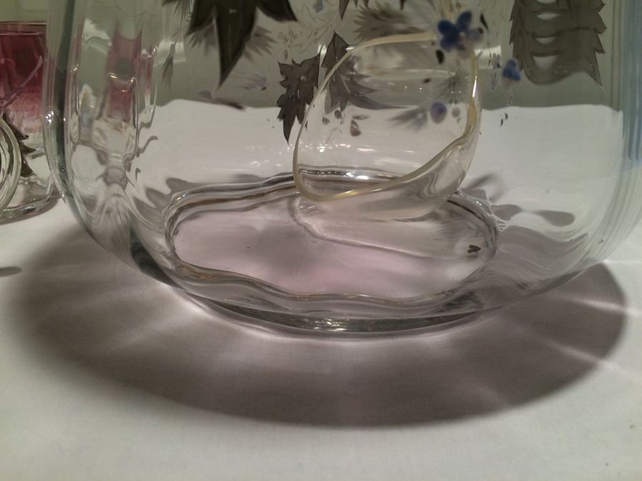 Victorian Hand Painted Amethyst Glass Punch Bowl and Cups [Photo 7]