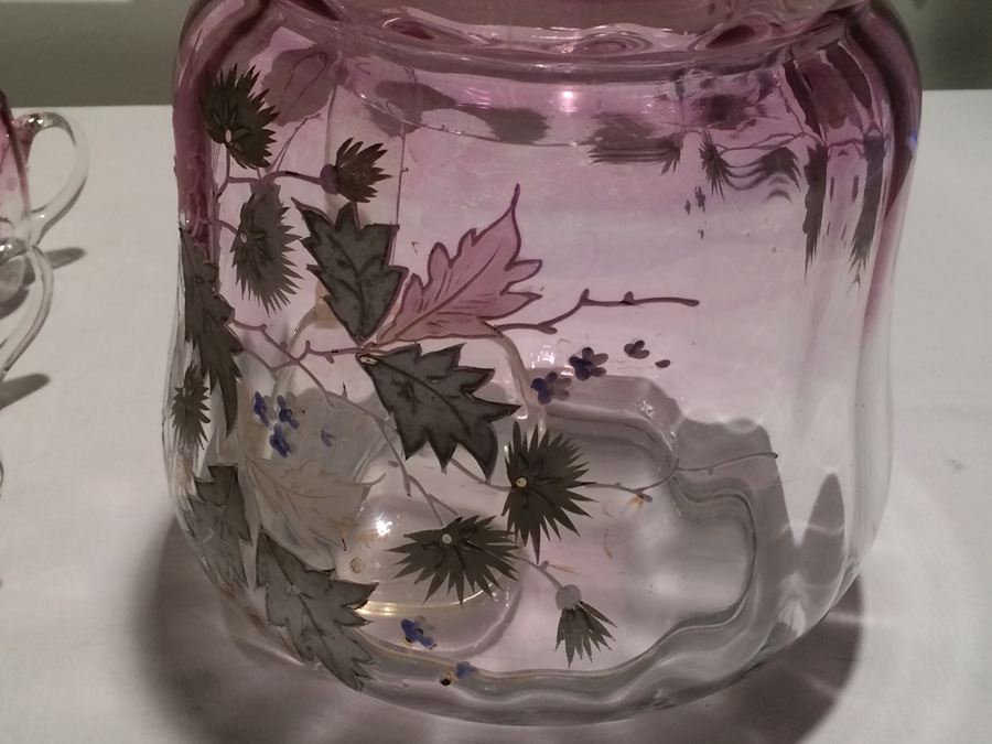 Victorian Hand Painted Amethyst Glass Punch Bowl and Cups [Photo 14]