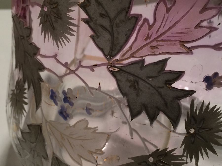 Victorian Hand Painted Amethyst Glass Punch Bowl and Cups [Photo 15]