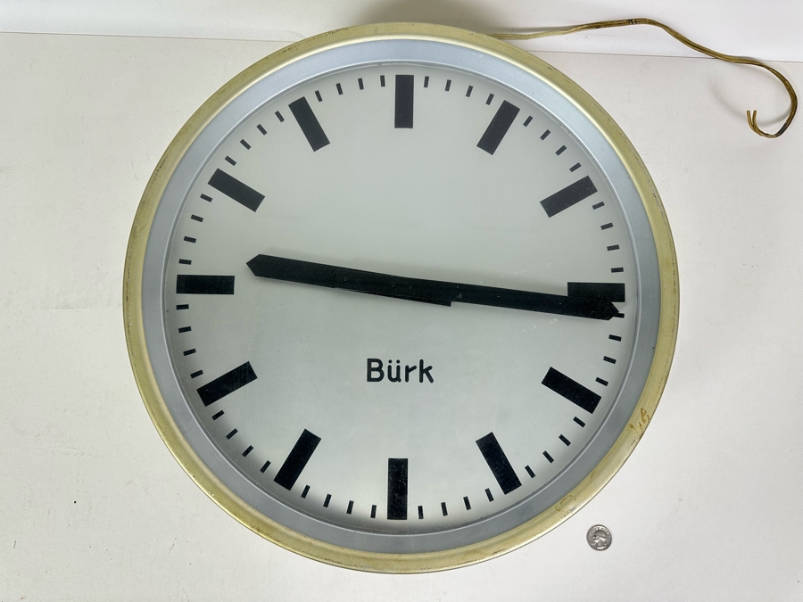Large Double-Sided Industrial German Burk Station Clock Untested 18R [Photo 2]
