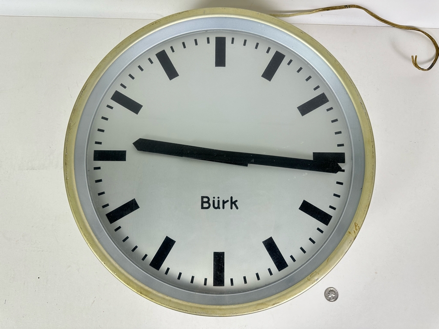 Large Double-Sided Industrial German Burk Station Clock Untested 18R [Photo 3]