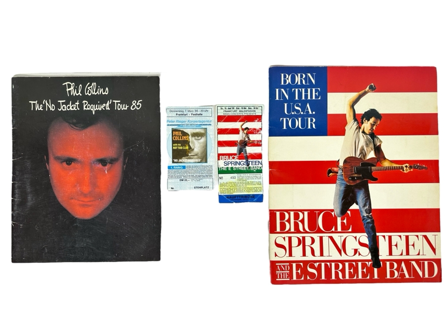 1985 Bruce Springsteen & The E Street Band Concert Program & Frankfurt, Germany Conert Ticket And Phil Collins The 'No Jacket Required' Tour 85 Concert Program And Frankfurt, Germany Concert Ticket [Photo 1]