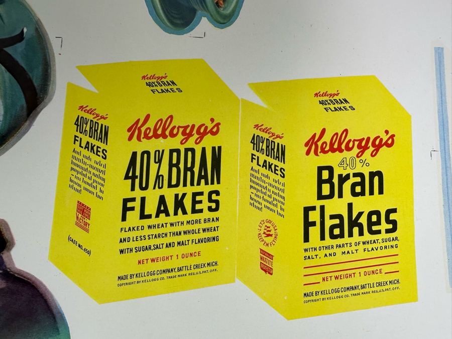 Vintage 1940s Kellogg's Cereal Armed Forces Poster 31 X 20 [Photo 11]