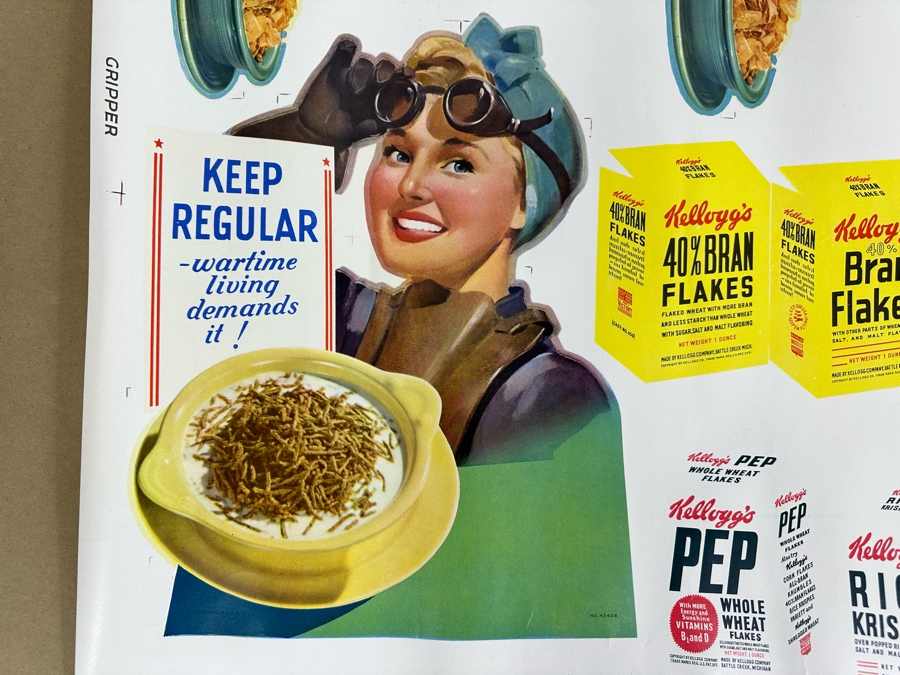 Vintage 1940s Kellogg's Cereal Armed Forces Poster 31 X 20 [Photo 3]