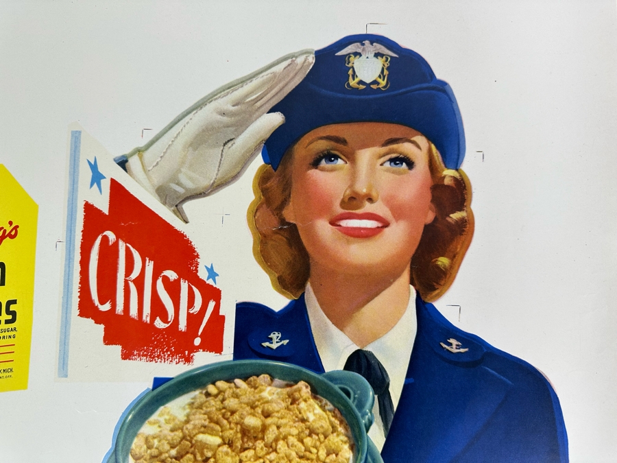 Vintage 1940s Kellogg's Cereal Armed Forces Poster 31 X 20 [Photo 8]