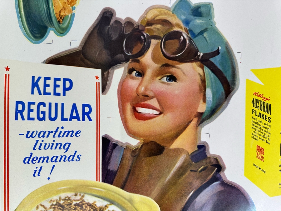 Vintage 1940s Kellogg's Cereal Armed Forces Poster 31 X 20 [Photo 4]