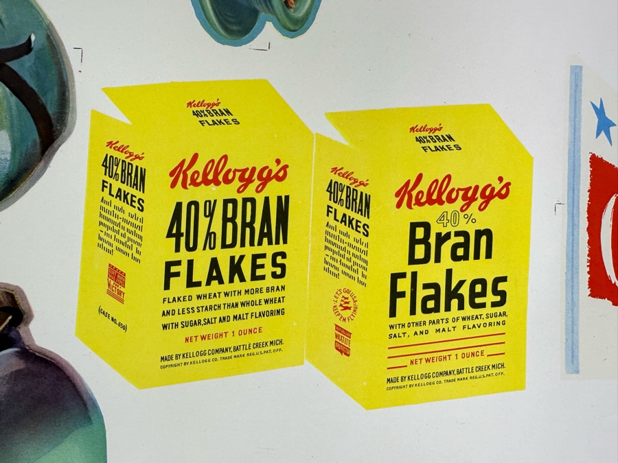 Vintage 1940s Kellogg's Cereal Armed Forces Poster 31 X 20 [Photo 7]