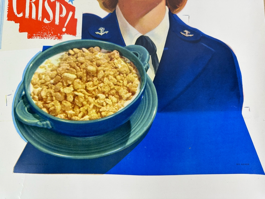 Vintage 1940s Kellogg's Cereal Armed Forces Poster 31 X 20 [Photo 9]