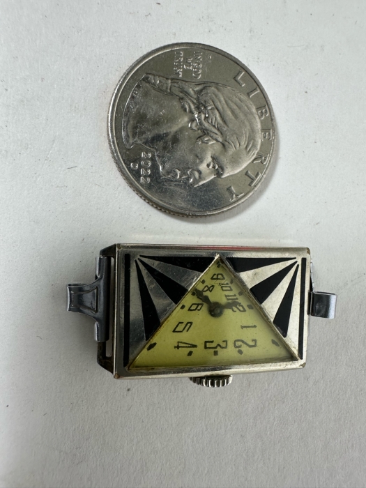 Vintage Art Deco Watch By Elgin Designed By Lucien Lelong In 1920s Working (No Watch Band) [Photo 5]