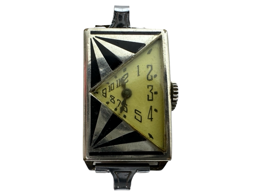 Vintage Art Deco Watch By Elgin Designed By Lucien Lelong In 1920s Working (No Watch Band)