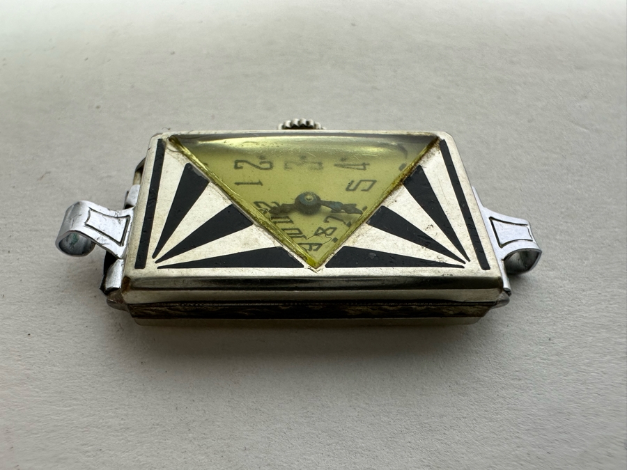 Vintage Art Deco Watch By Elgin Designed By Lucien Lelong In 1920s Working (No Watch Band) [Photo 2]