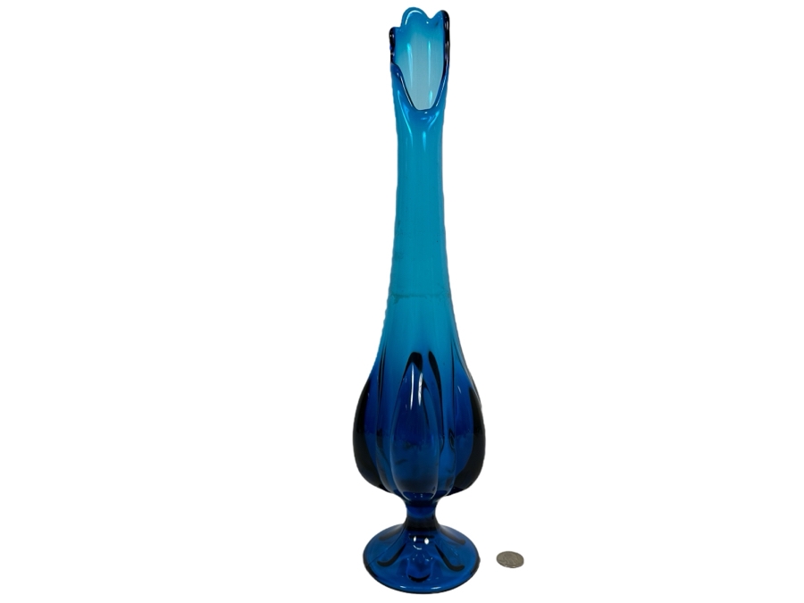 Vintage Mid-Century Swung Vase Viking Blue 18H [Photo 1]