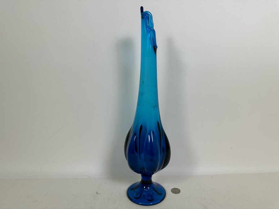 Vintage Mid-Century Swung Vase Viking Blue 18H [Photo 5]