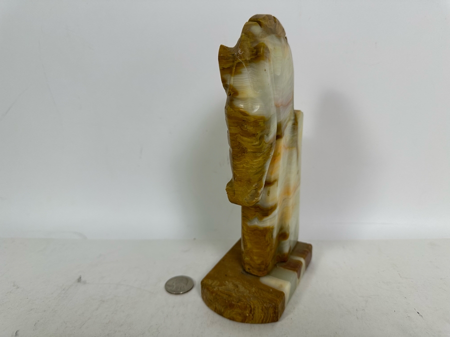 Vintage Onyx Horse Head Bookend Sculpture 8.25H [Photo 3]