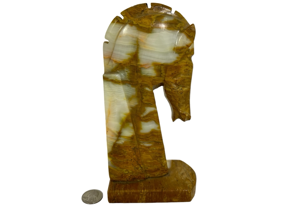 Vintage Onyx Horse Head Bookend Sculpture 8.25H [Photo 1]