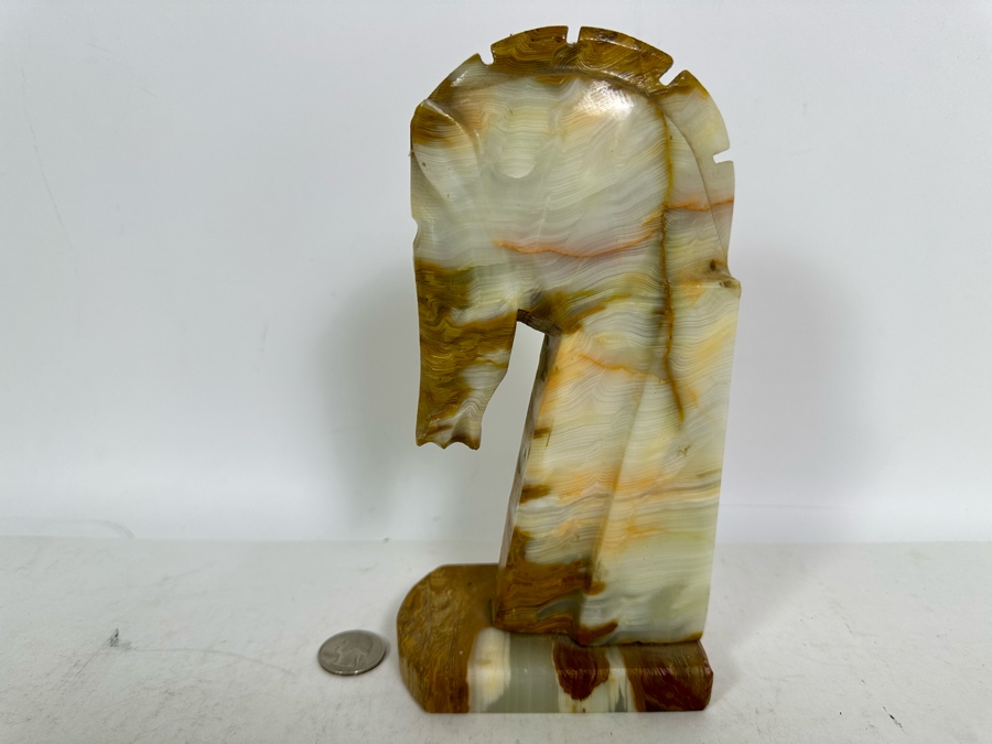 Vintage Onyx Horse Head Bookend Sculpture 8.25H [Photo 4]