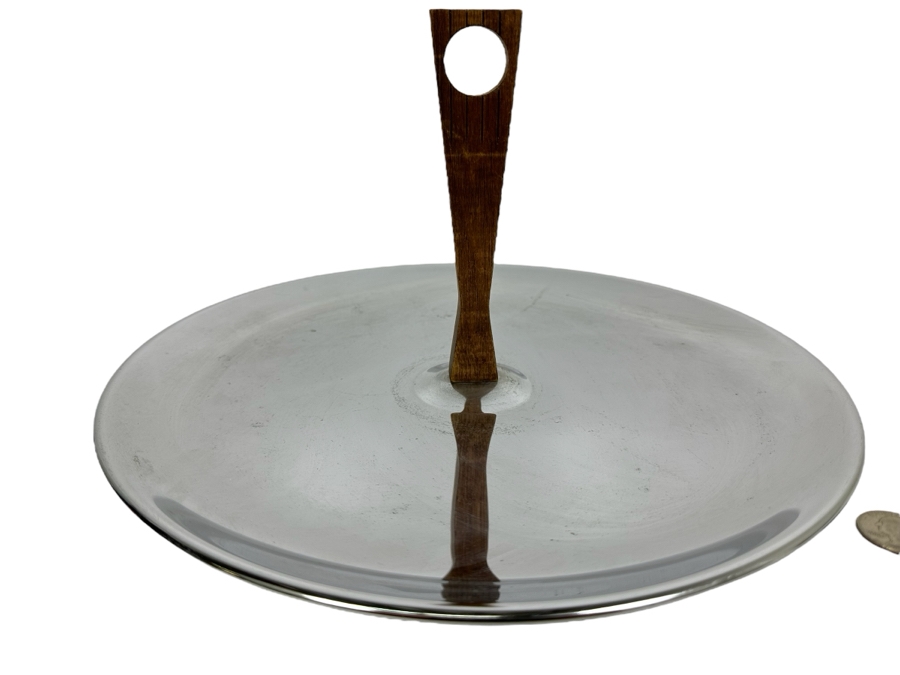 Vintage Mid-Century Serving Tray / Platter With Wooden Handle 12.5W X 6.5H [Photo 1]