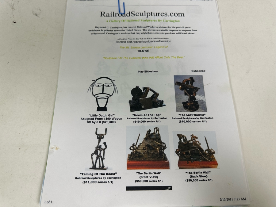 Raymond C. Carrington California Scrap Iron Railroad Sculpture Dated 1973 And Signed By Artist Fruit Growers Supply (FGS) Sunkist Corp 9W X 8D X 15H Estimate $1,000-$10,000 [Photo 23]