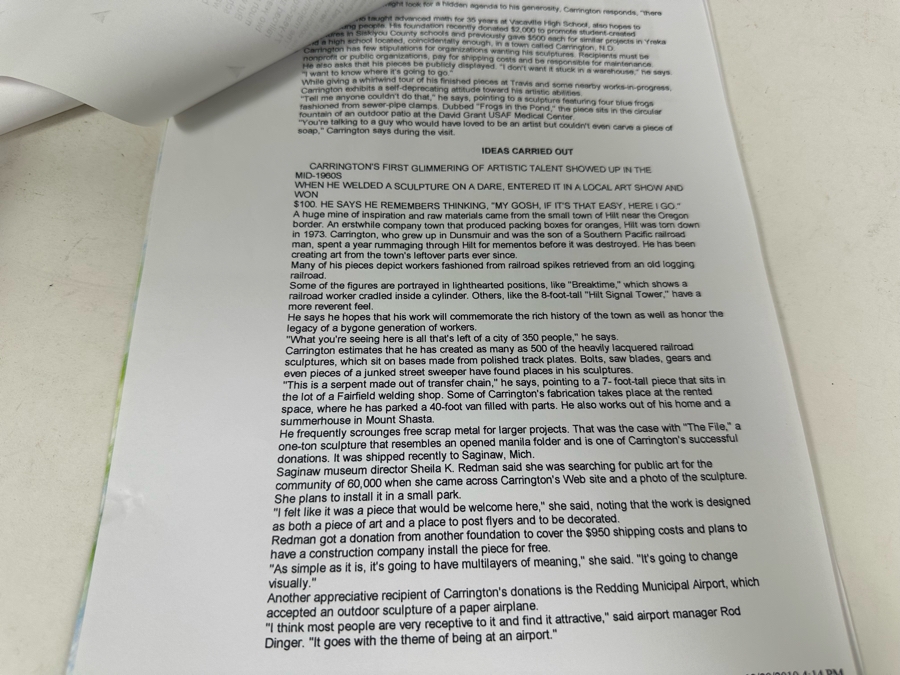 Raymond C. Carrington California Scrap Iron Railroad Sculpture Dated 1973 And Signed By Artist Fruit Growers Supply (FGS) Sunkist Corp 9W X 8D X 15H Estimate $1,000-$10,000 [Photo 26]