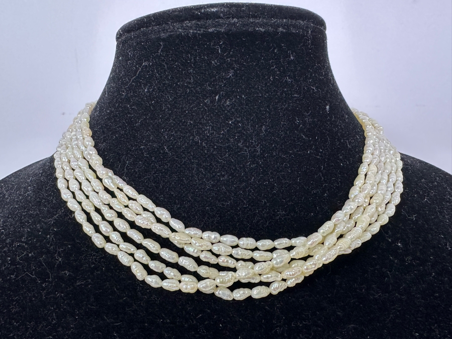 Multi-Strand Pearl 16' Necklace With Silver Clasp [Photo 3]