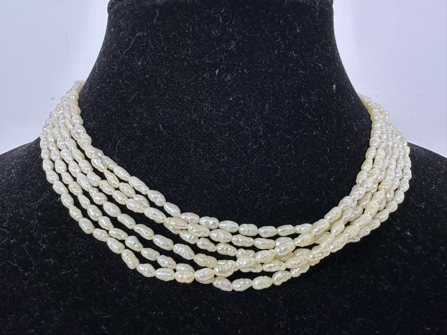 Multi-Strand Pearl 16' Necklace With Silver Clasp [Photo 4]