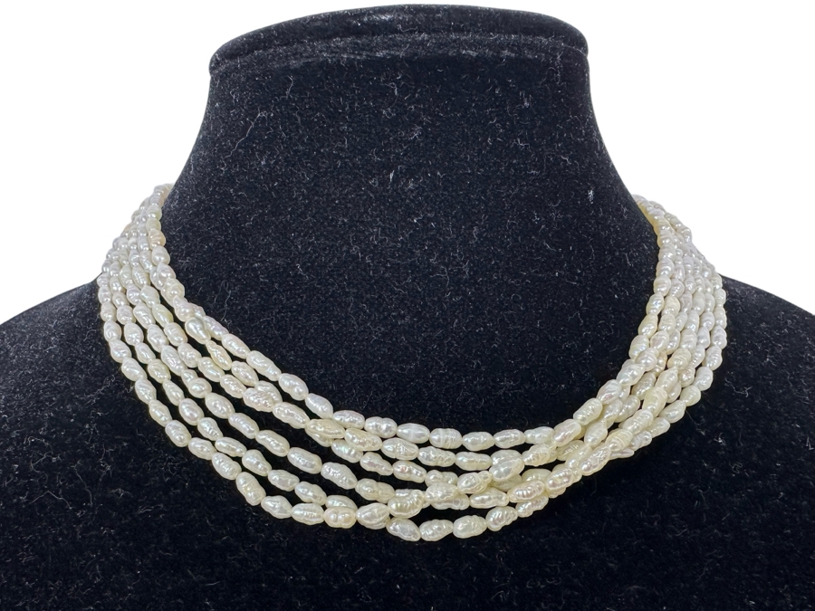 Multi-Strand Pearl 16' Necklace With Silver Clasp